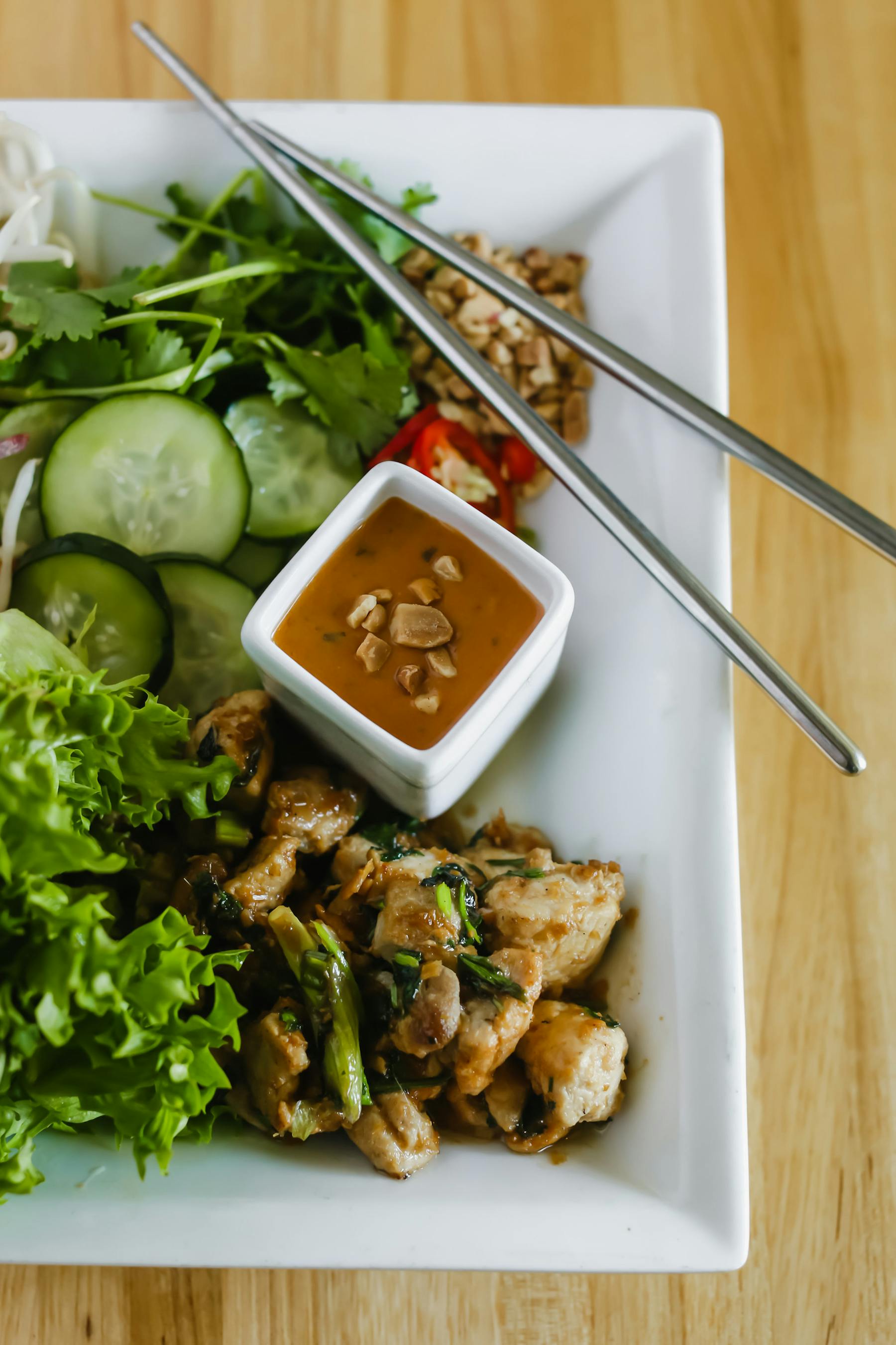 a plate of food with vegetables